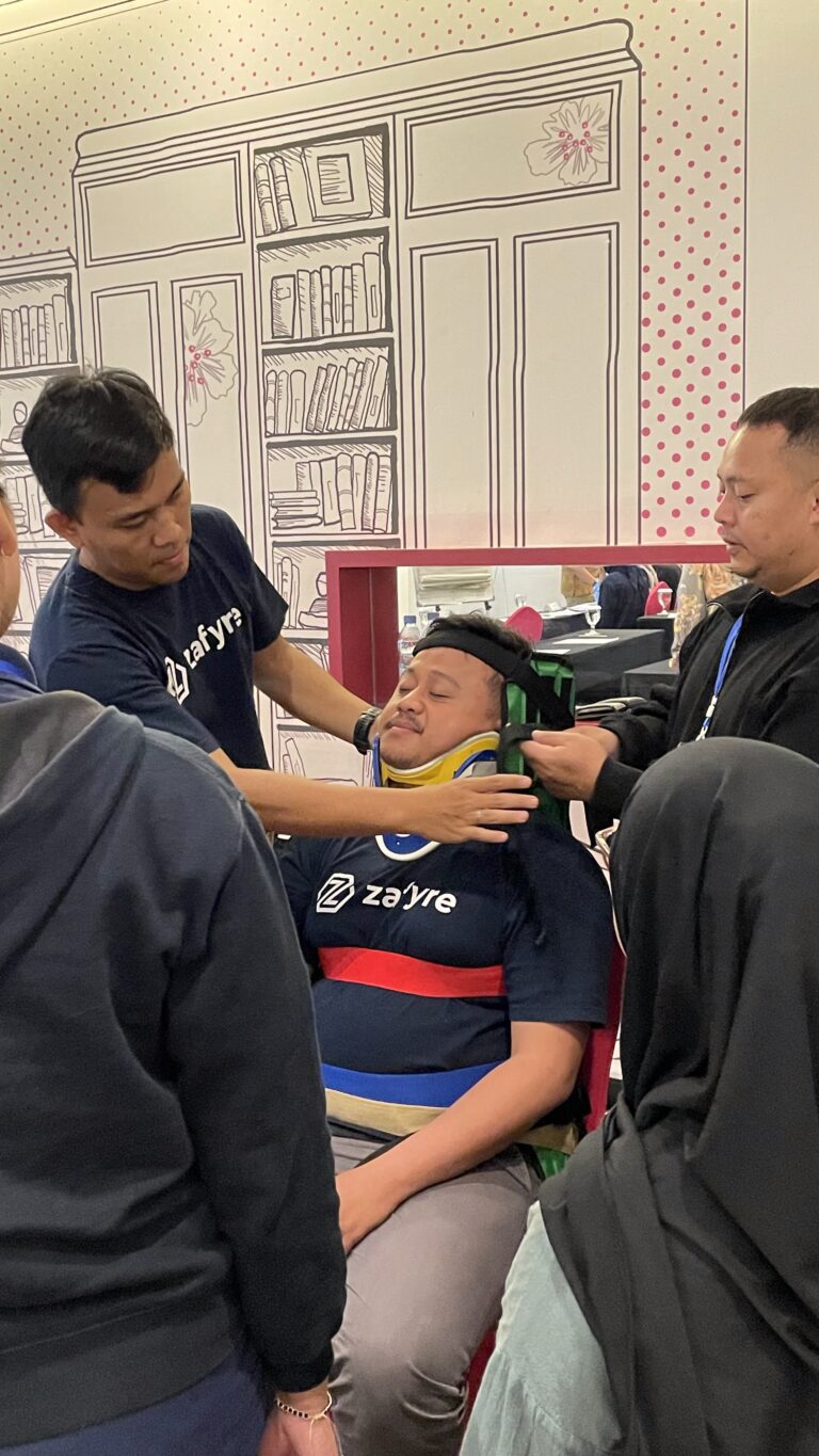 Photos of actual BTCLS (Basic Trauma and Cardiac Life Support) trainings conducted by Zafyre across Indonesia, where healthcare professionals practice essential emergency and clinical competencies aligned with the clinical skills hospitals in Indonesia look for in 2026, including triage, life support, and critical patient stabilization.